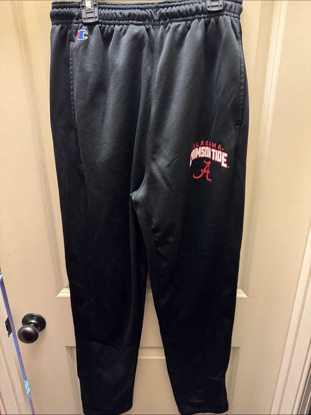 Champion Black Men's Sweatpants with Crimson University Logo